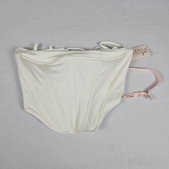 Princess Polly Zora Satin Corset Top Lace Up Size 4 Ivory Boned Club Party Small - Picture 10 of 11
